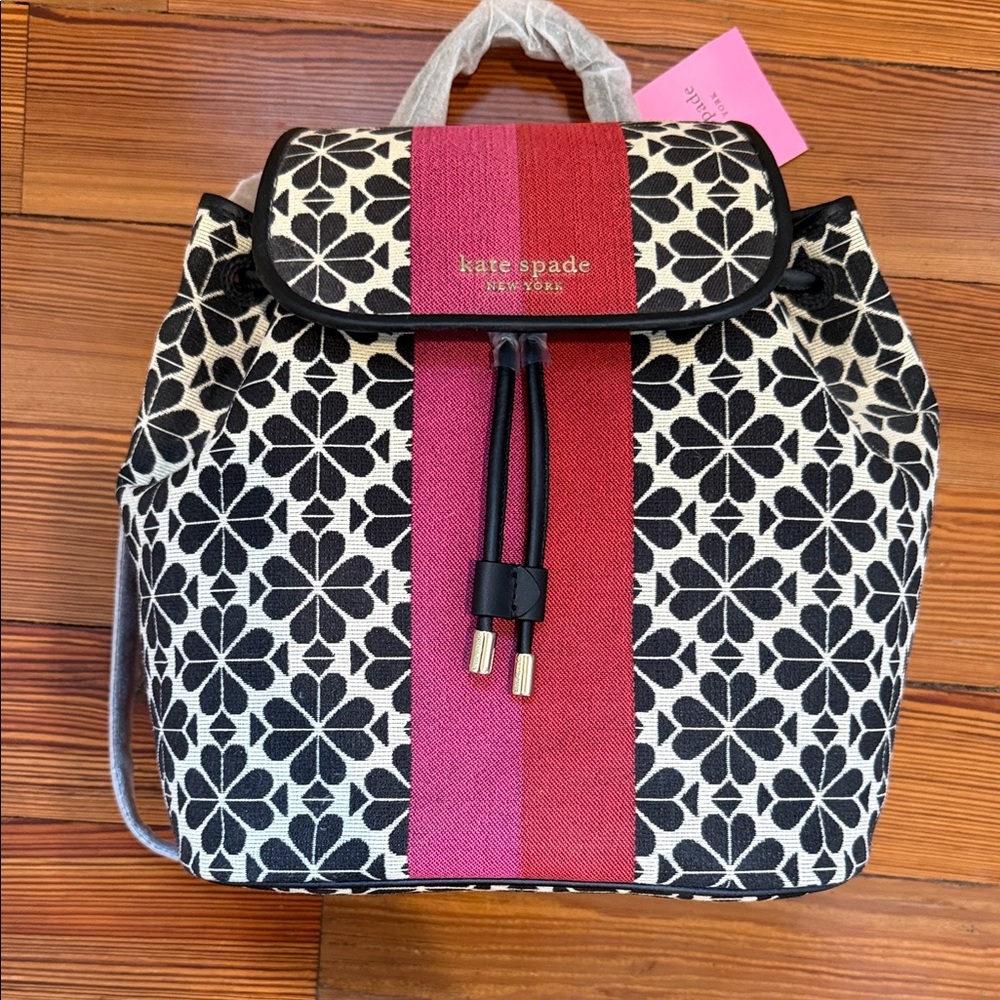 Kate Spade Black and Red Floral Backpack